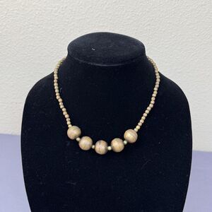 Gold Tone Brass Beaded Necklace 18 In Womens Minimalist Boho Statement Jewelry